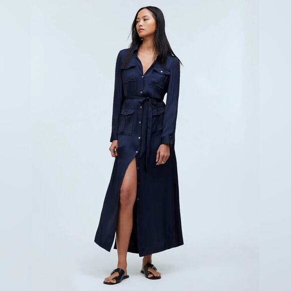 Madewell Dresses & Skirts - Madewell Button-Front Utility Shirtdress in Satin